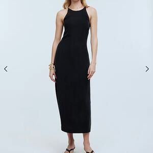 Madewell Dress Womens 12 Black Crisscross High Neck Midi Slip